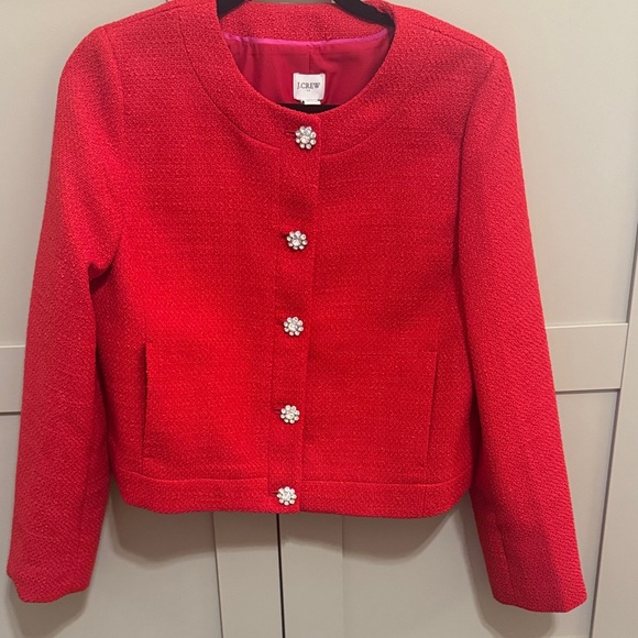 J. Crew Jackets & Blazers - Jcrew Red Tweed Jacket with crystal Buttons